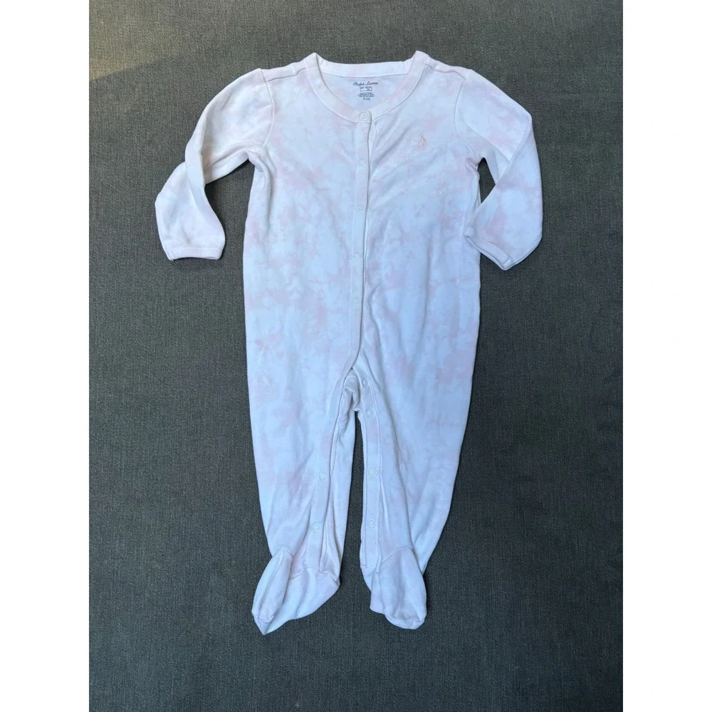 Ralph Lauren Baby Girl 6M 4 Pc Lot Romper Dress Footed Sleeper Shirt Pink Pony